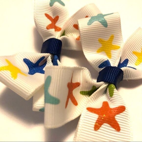 Bow pair hair bows accessories star fish beach sea - Picture 5 of 15